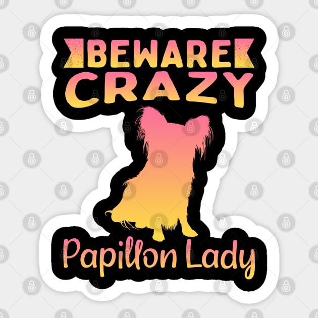 Beware Crazy Papillon Lady Sticker by White Martian